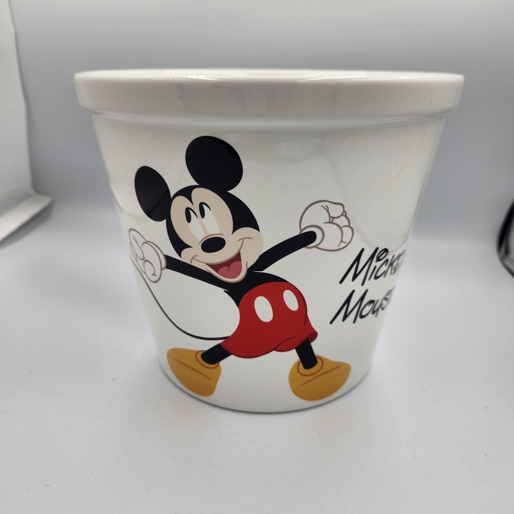 Disney Mickey Mouse Large White Ceramic Popcorn Bowl Bucket Or Plant Pot New